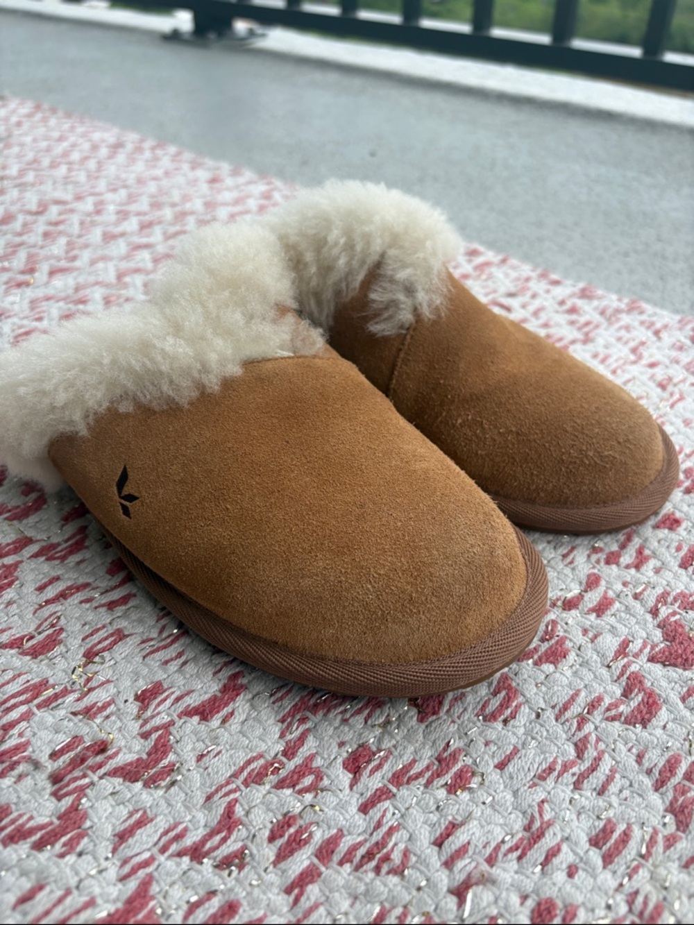 Koolaburra Cozy Shearling-Lined Suede Clogs - Chestnut - Picture 8 of 9